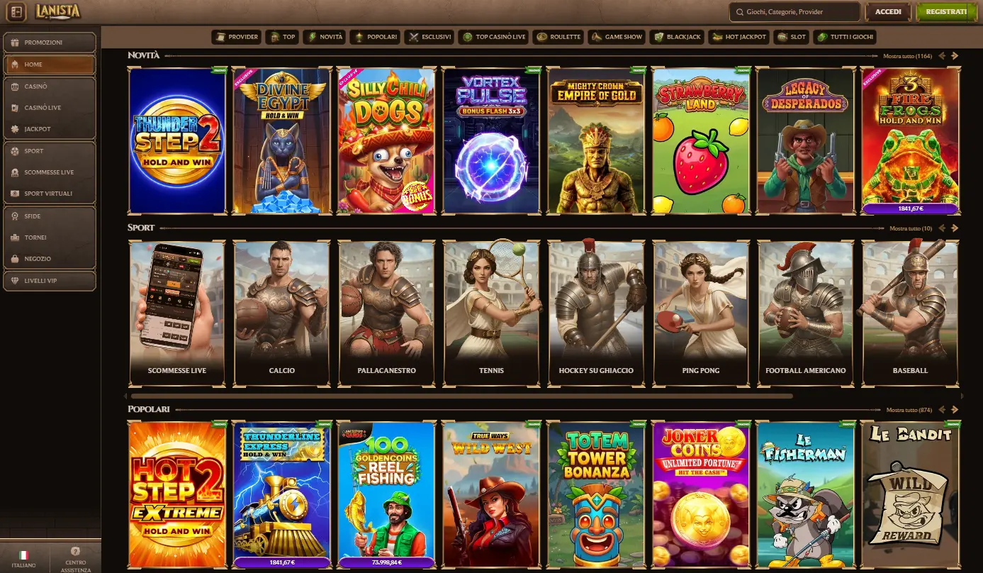 Calcio, basket e mercati live: lo sport di Lanista Casino panoramica delle scommesse disponibili Calcio, basket e mercati live: lo sport di Lanista Casino